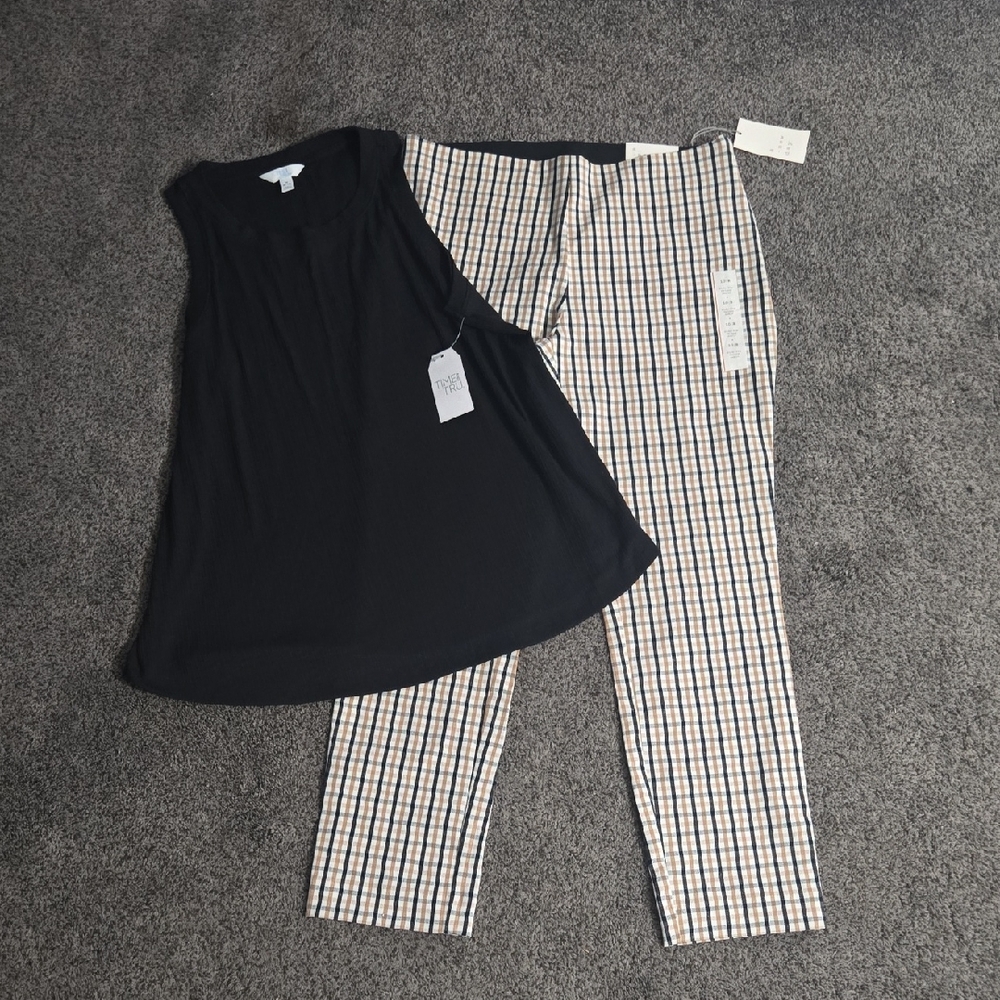 a new day Black Top and Checkered Ankle Pants